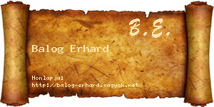 Balog Erhard névjegykártya